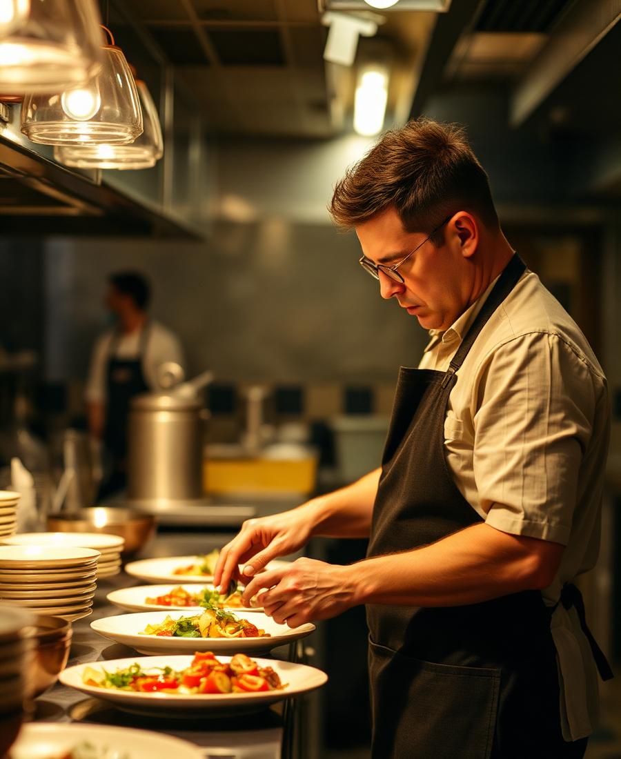 Restaurant owner focused on plating food while ZeroZAI handles the call